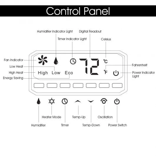 1500W 12H Timer Remote Control Electric Space Heater