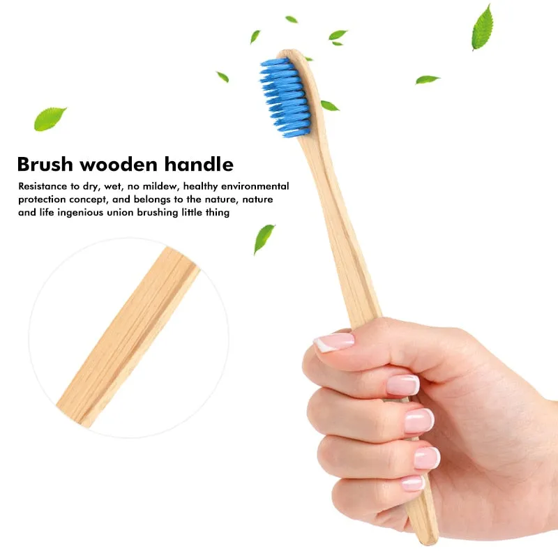 1Pcs Natural Bamboo Toothbrush Flat Bamboo Handle Soft Bristle Toothbrush