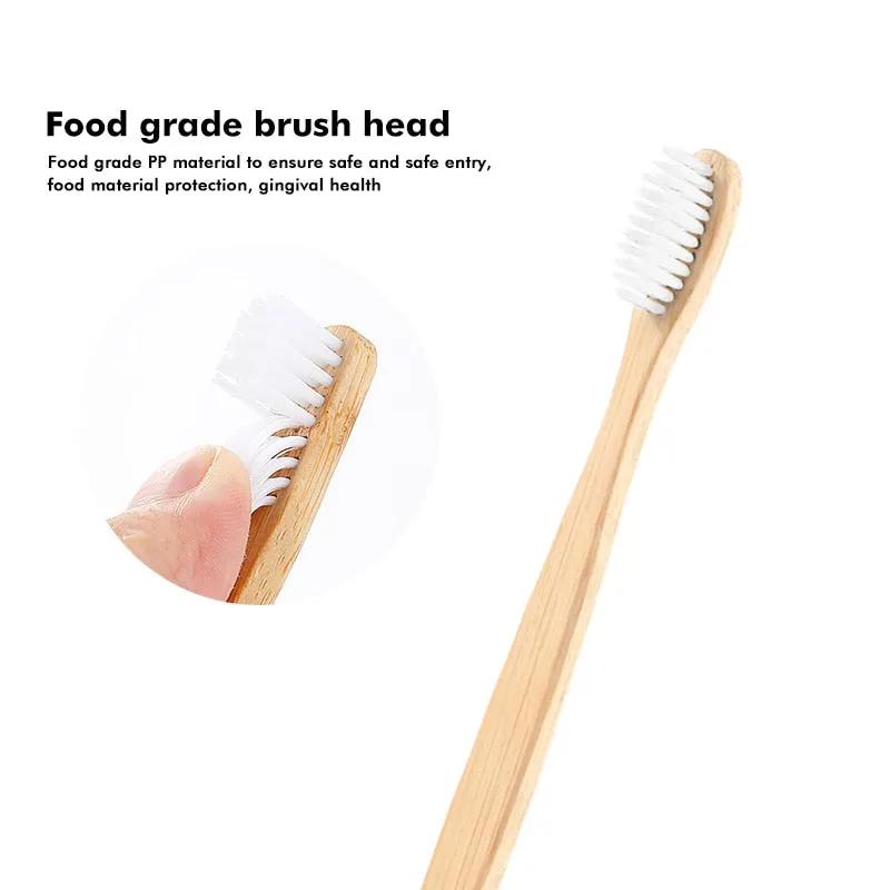 1Pcs Natural Bamboo Toothbrush Flat Bamboo Handle Soft Bristle Toothbrush