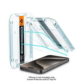 [2 PACK] Spigen Glas.tR EZ Fit Screen Protector for iPhone 15 Series - EZ Fit Tray Included - Transparency