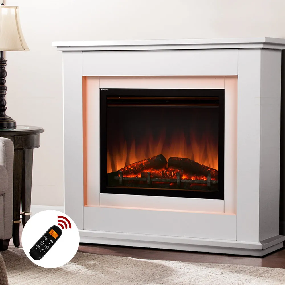 2000W Electric Fireplace Heater, 3D Flame, MDF Wood - Devanti