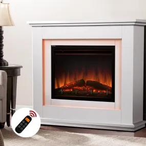 2000W Electric Fireplace Heater, 3D Flame, MDF Wood - Devanti