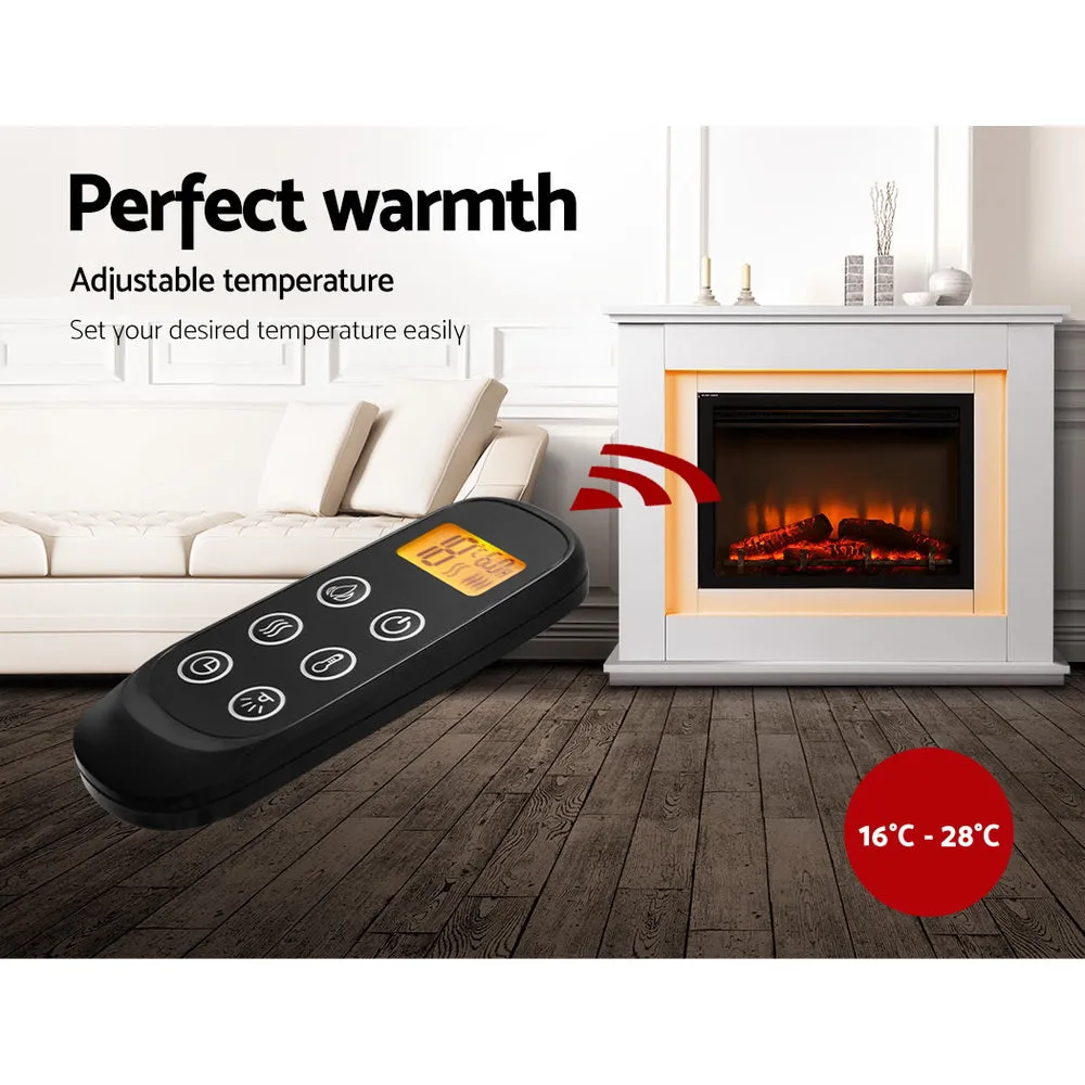 2000W Electric Fireplace Heater, 3D Flame, MDF Wood - Devanti