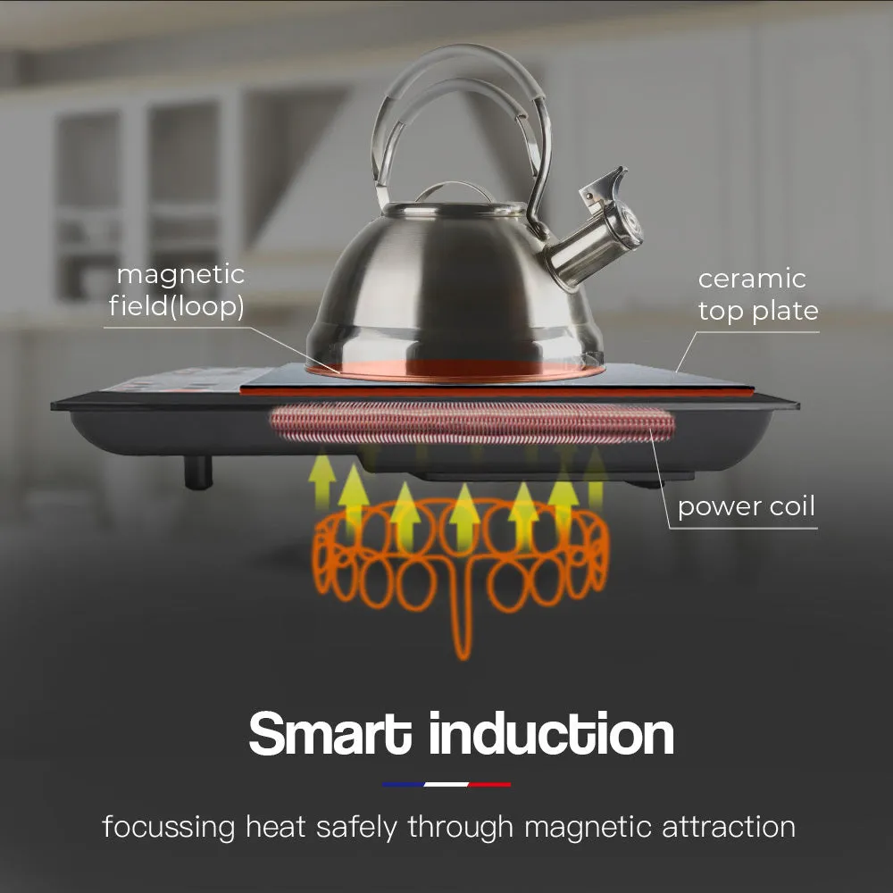 2400W Portable Ceramic Induction Cooktop, Timer, EuroChef