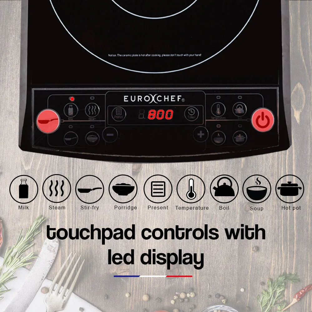 2400W Portable Ceramic Induction Cooktop, Timer, EuroChef