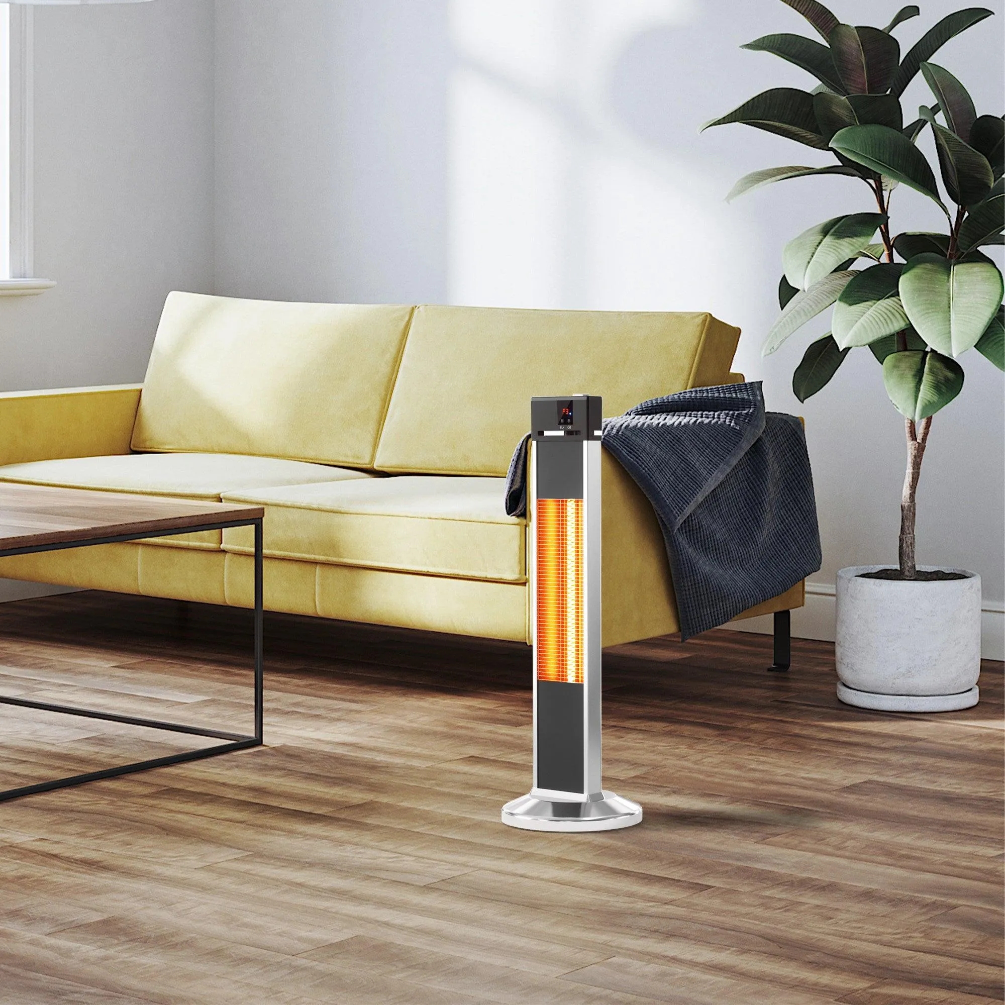 32"H Portable Vertical Infrared Heater 1500W Electric Stander with Remote Control, Tip-over Switch, 24h Timer