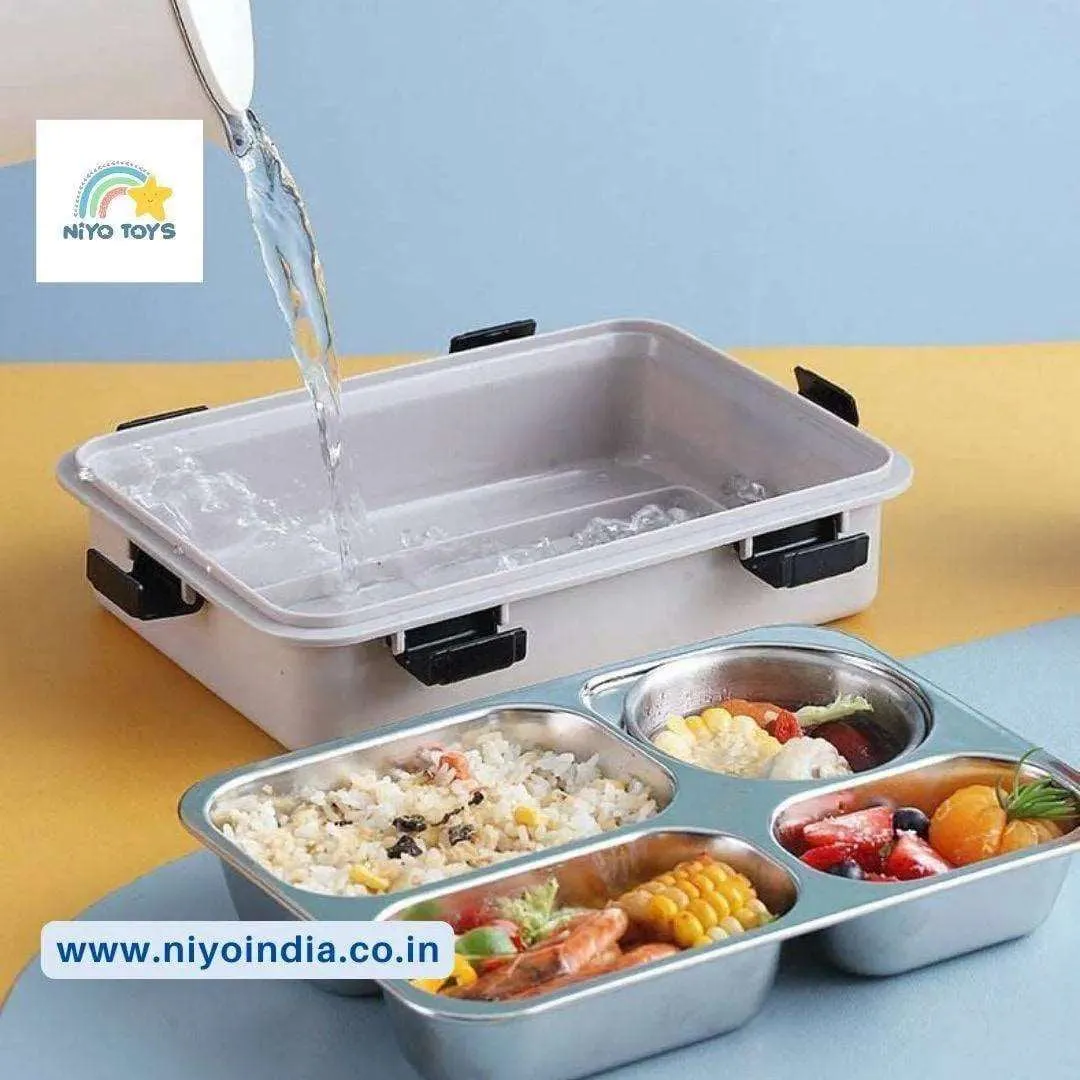 4 Compartment Bento  Lunch Box Stainless Steel