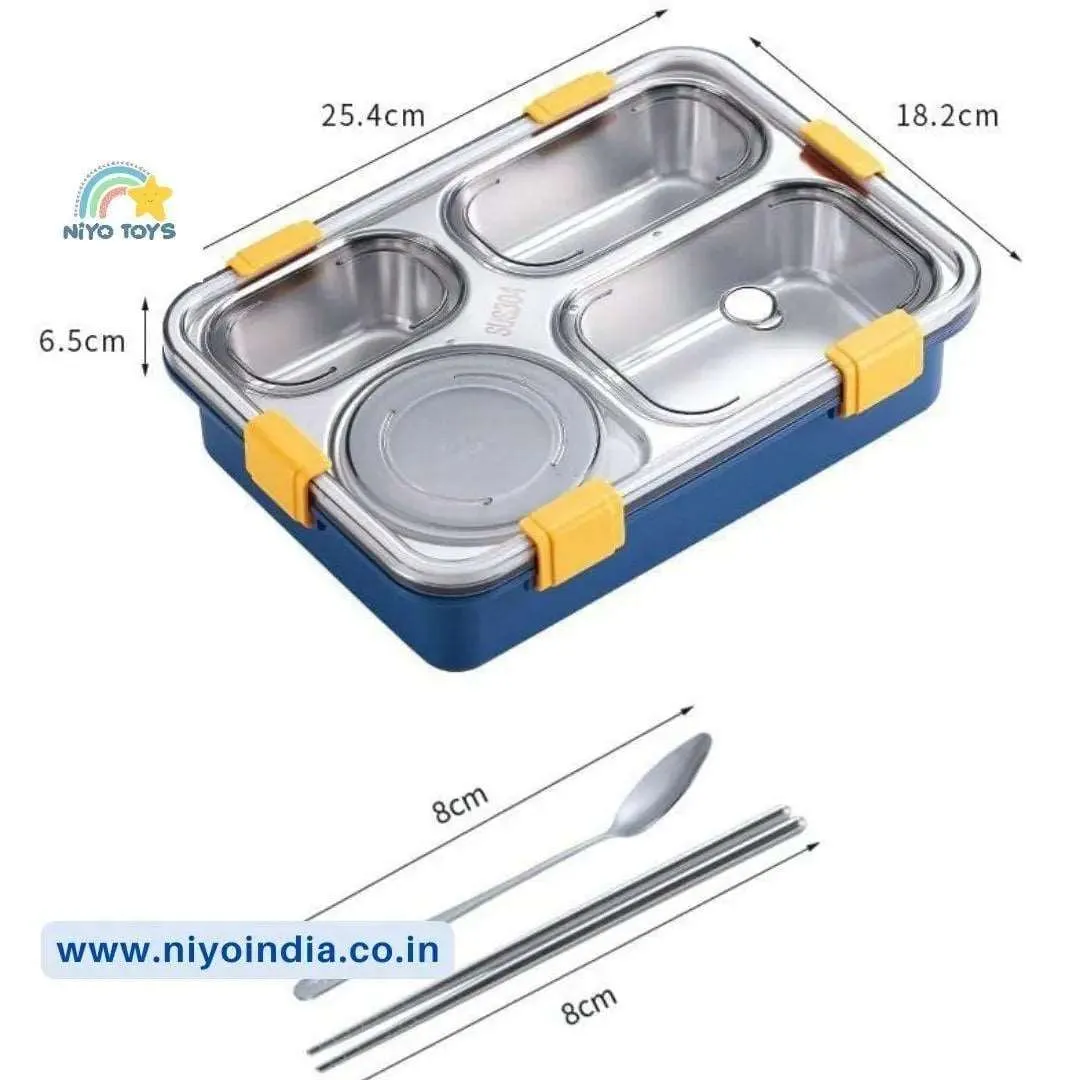 4 Compartment Bento  Lunch Box Stainless Steel