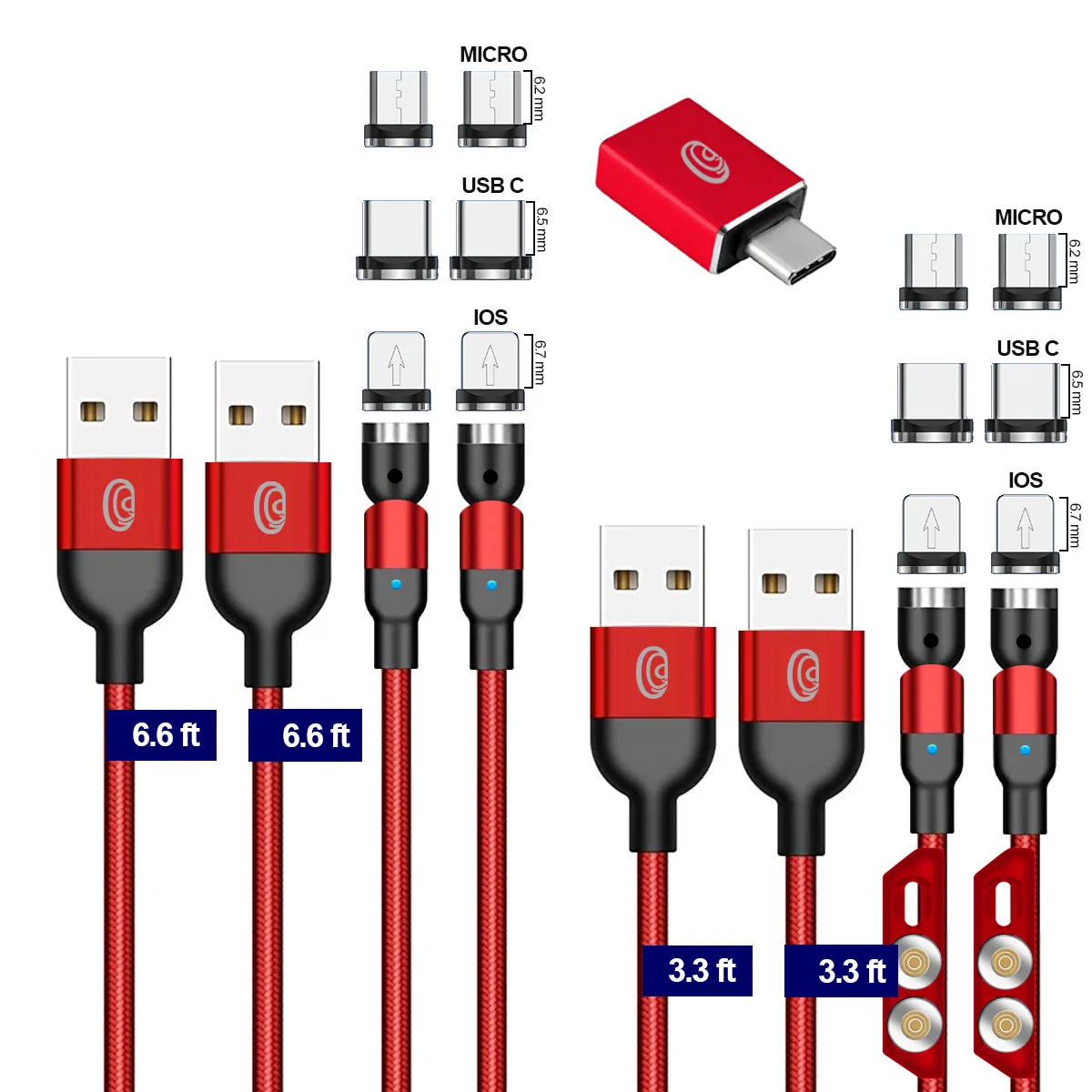 4 pack AGG 5-Pin magnetic USB cables / Family Pack - Data & Fast Charge