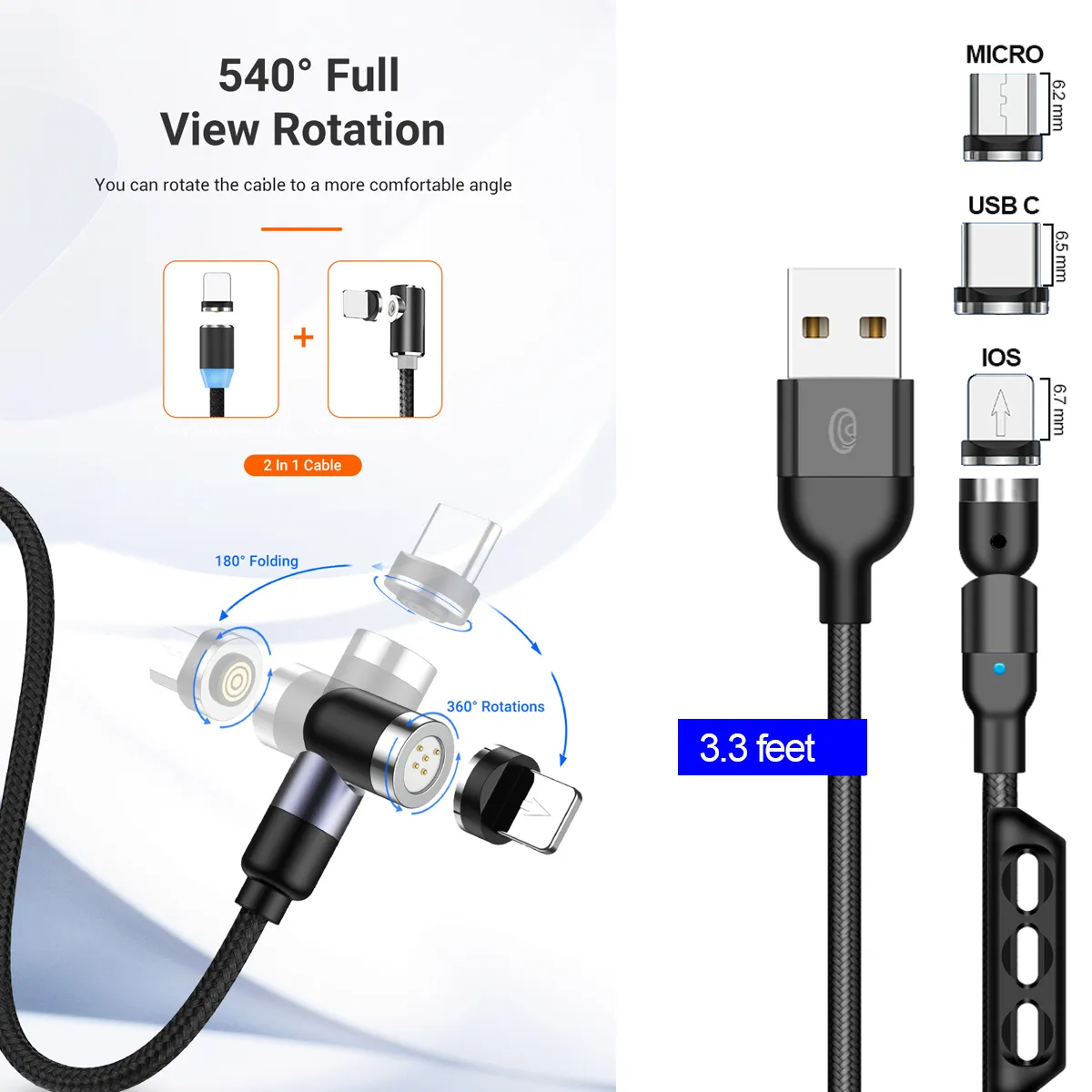 4 pack AGG 5-Pin magnetic USB cables / Family Pack - Data & Fast Charge