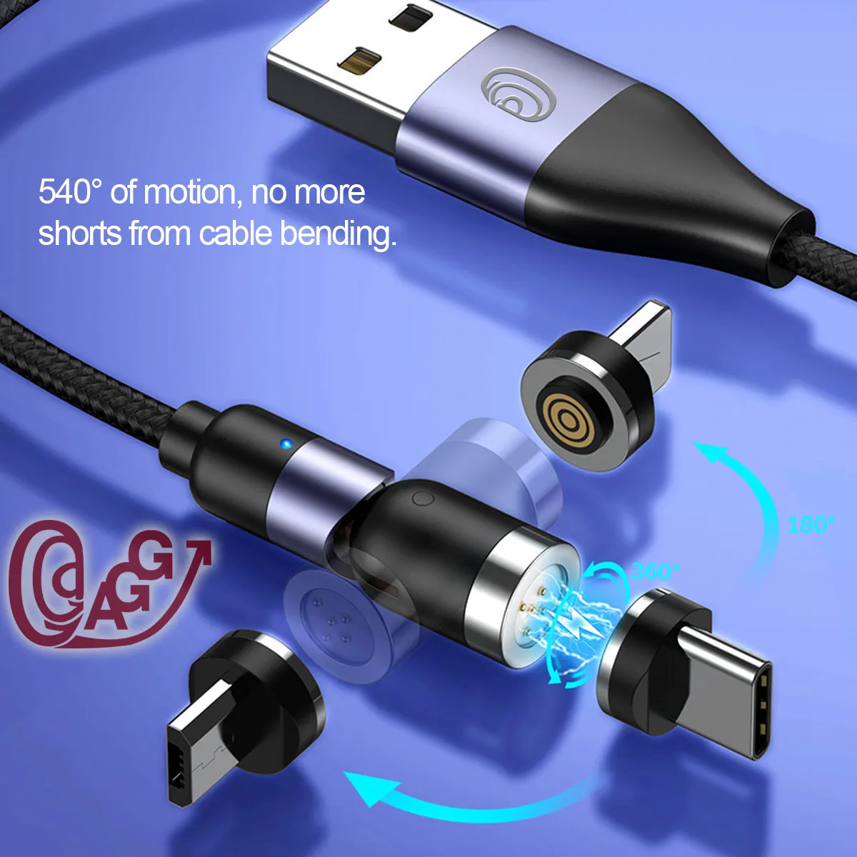 4 pack AGG 5-Pin magnetic USB cables / Family Pack - Data & Fast Charge