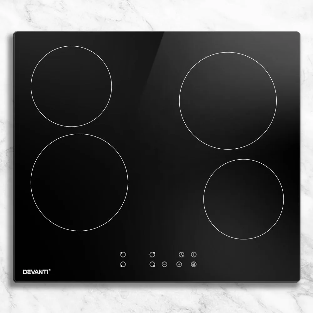 6000W 60cm Electric Ceramic Cooktop w/ Timer, Devanti