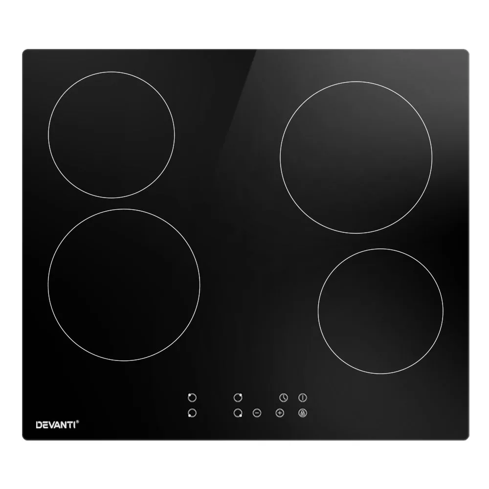 6000W 60cm Electric Ceramic Cooktop w/ Timer, Devanti