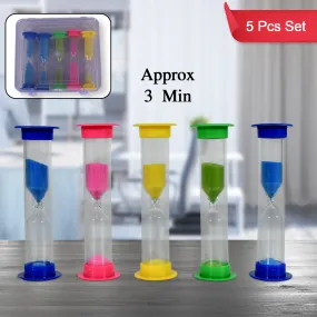 8756 Sand Timer Plastic Hourglass, Sand Glass Toy Sand Clock for Kitchen, Office, School and Brushing Teeth for Bathroom Timer Clock Children Hourglass Sand glass Toothbrush Household Sand Clock (3 Min Approx / 5 pc)