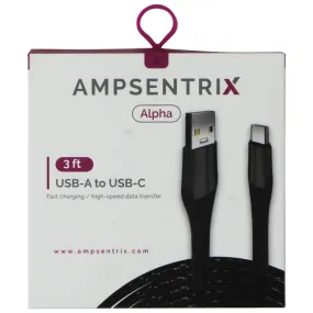 AmpSentrix Alpha (3-FT) USB-A to USB-C Charge/Sync Cable - Black