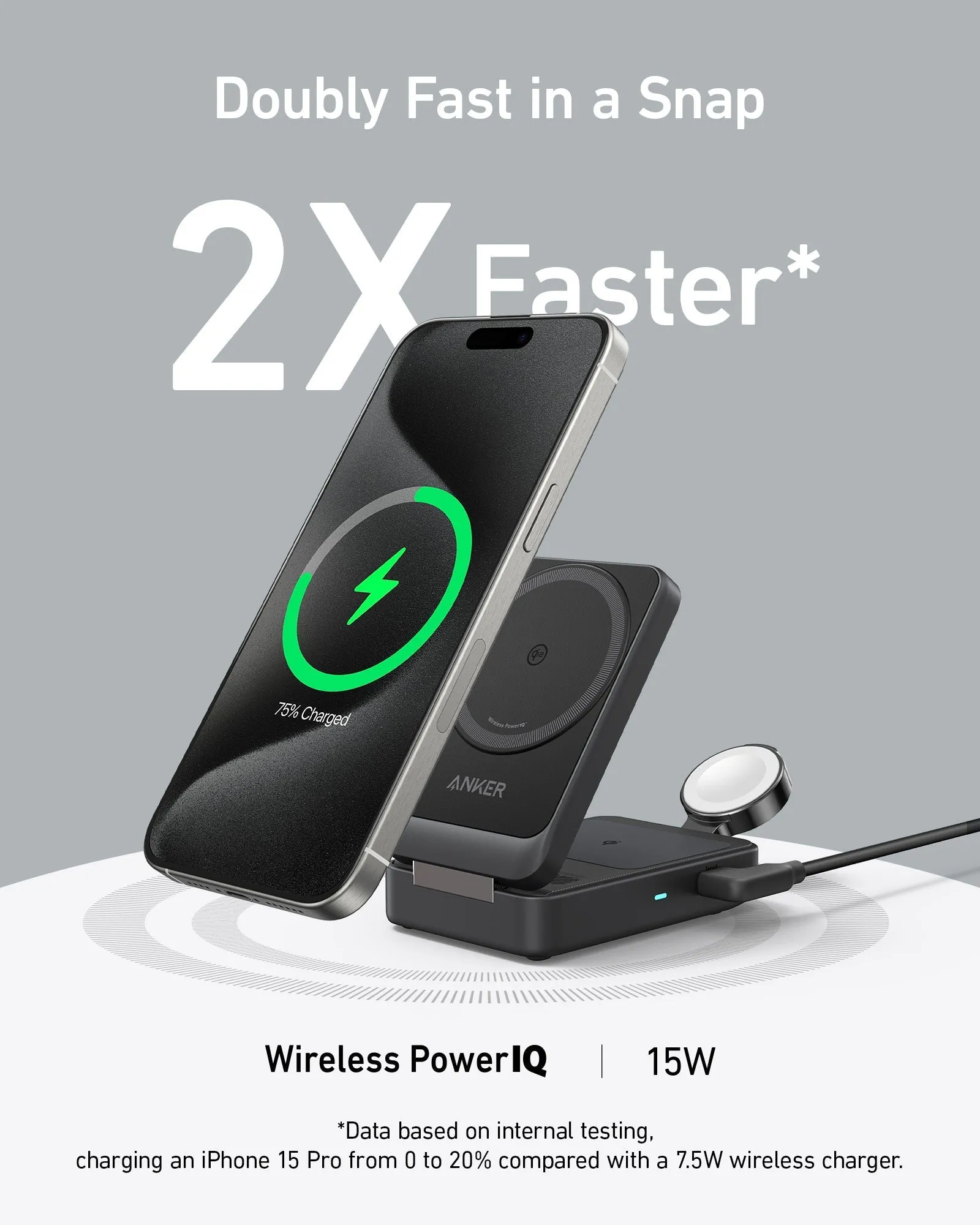 Anker MagGo 3-in-1 Wireless Charging Station Black