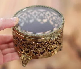 Antique Rounded Filigree Victorian Jewelry Box