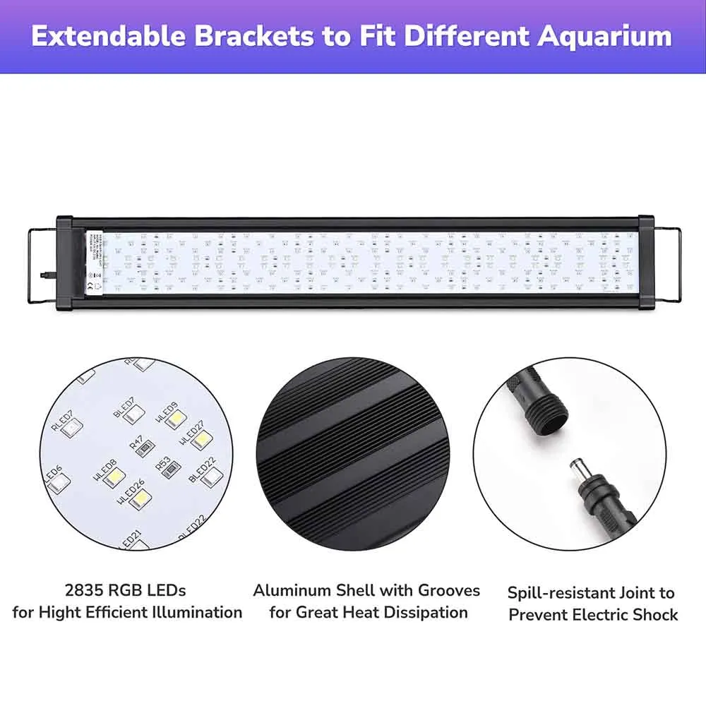 AquaBasik LED Aquarium Lights Plants Reef 32-39" Fish Tank RGBW