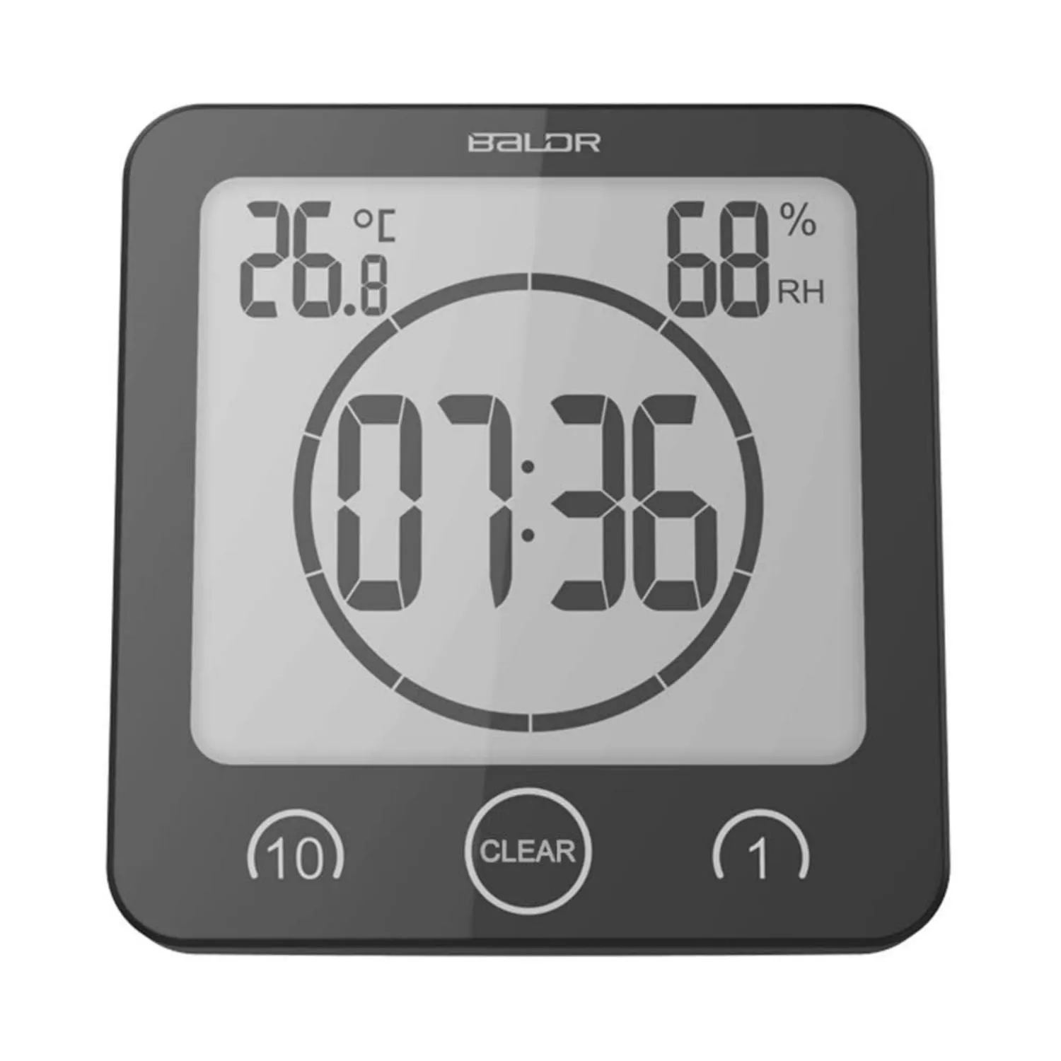 BALDR LCD Waterproof Bathroom Shower Clock