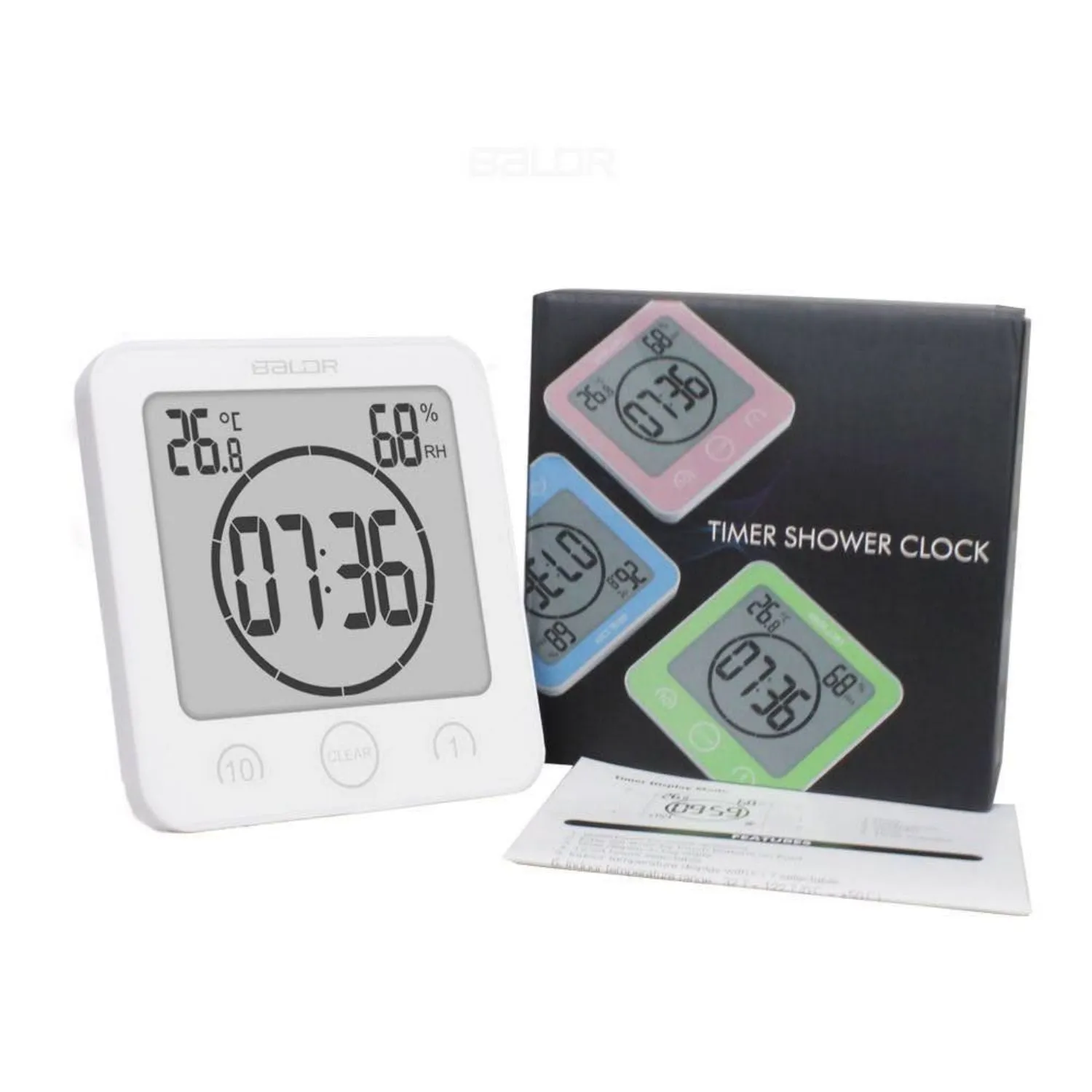 BALDR LCD Waterproof Bathroom Shower Clock