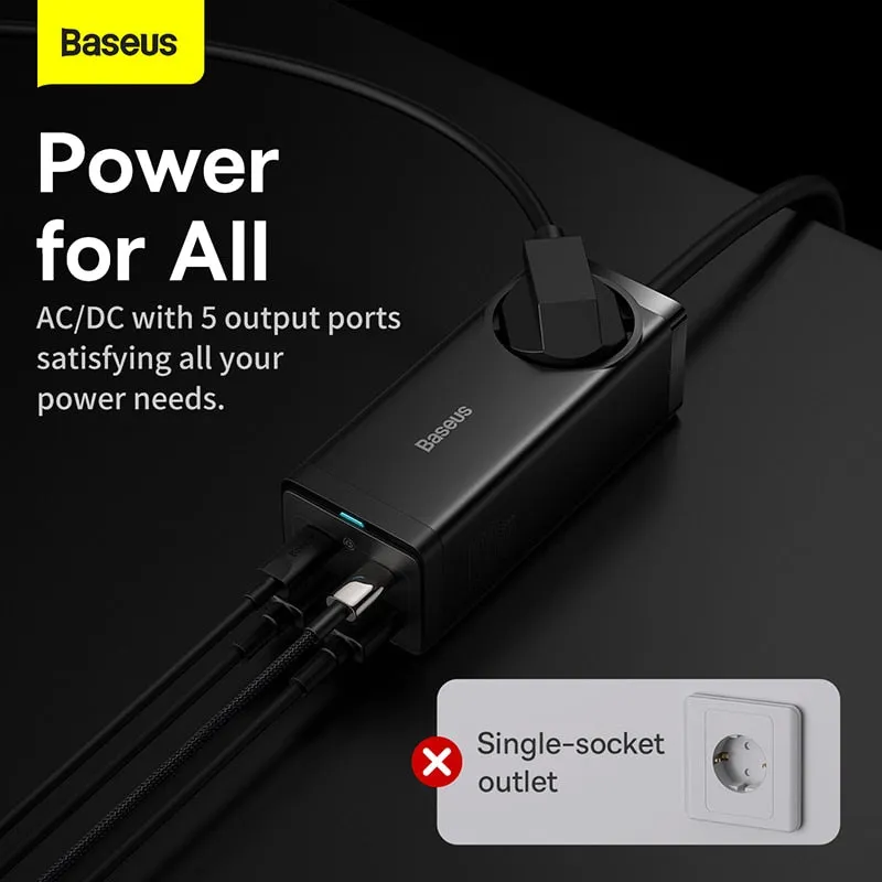 Baseus 100W GaN3 Pro Desktop Charger Power Strip Charging Station Fast Charger For iPhone 14 13 12 Pro Max Xiaomi Samsung Laptop