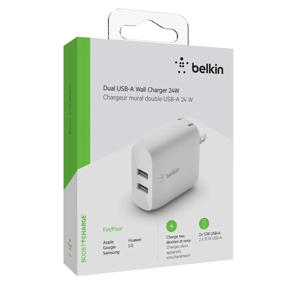 Belkin Dual Port USB A 24W Wall Charger by Belkin