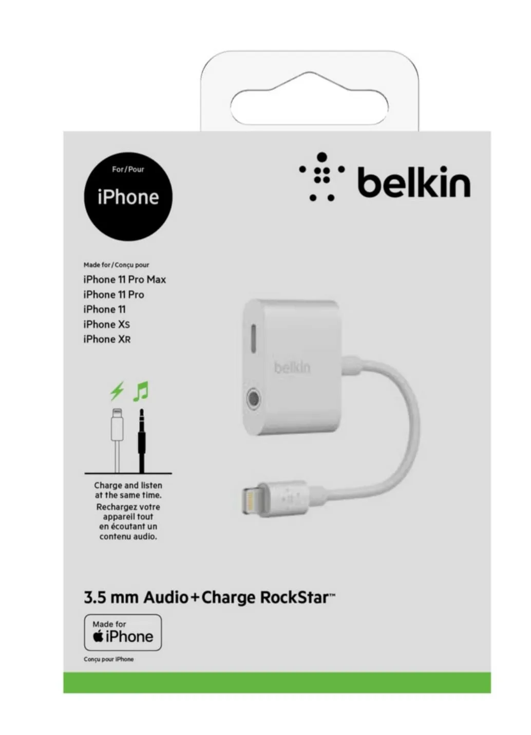 Belkin Rockstar Lightning Audio & Charger Adapter for iPhone