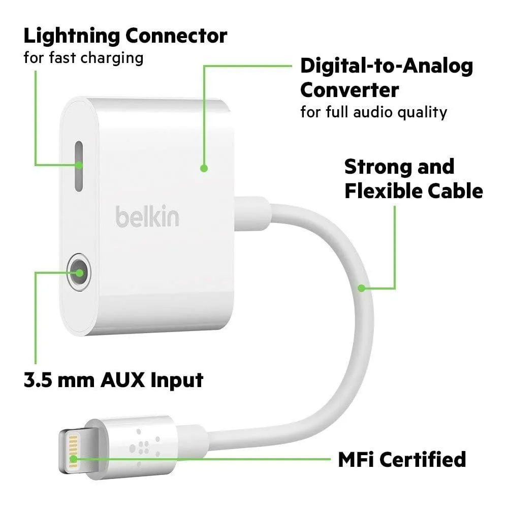 Belkin Rockstar Lightning Audio & Charger Adapter for iPhone