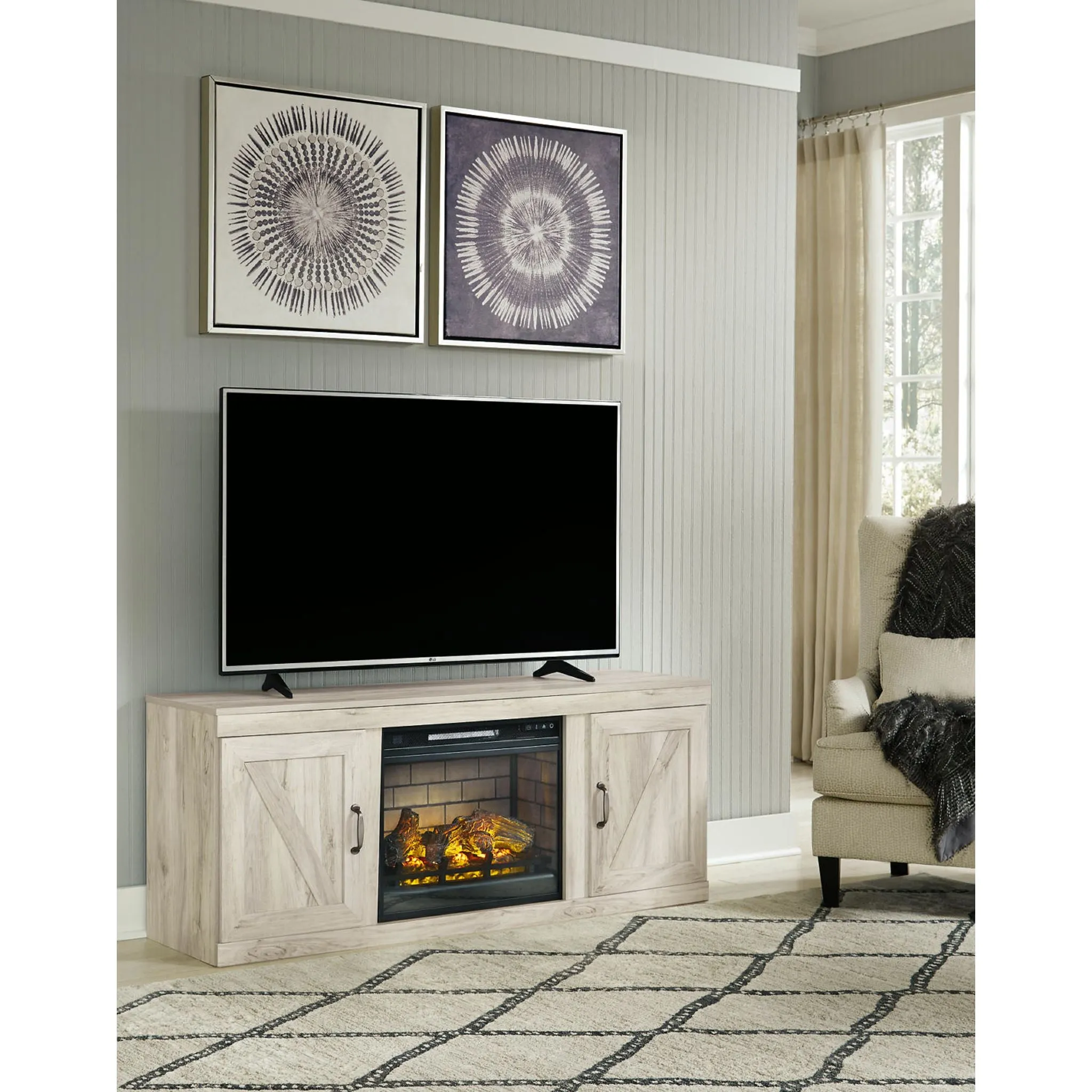 Bellaby Entertainment Unit with Fireplace - Whitewash