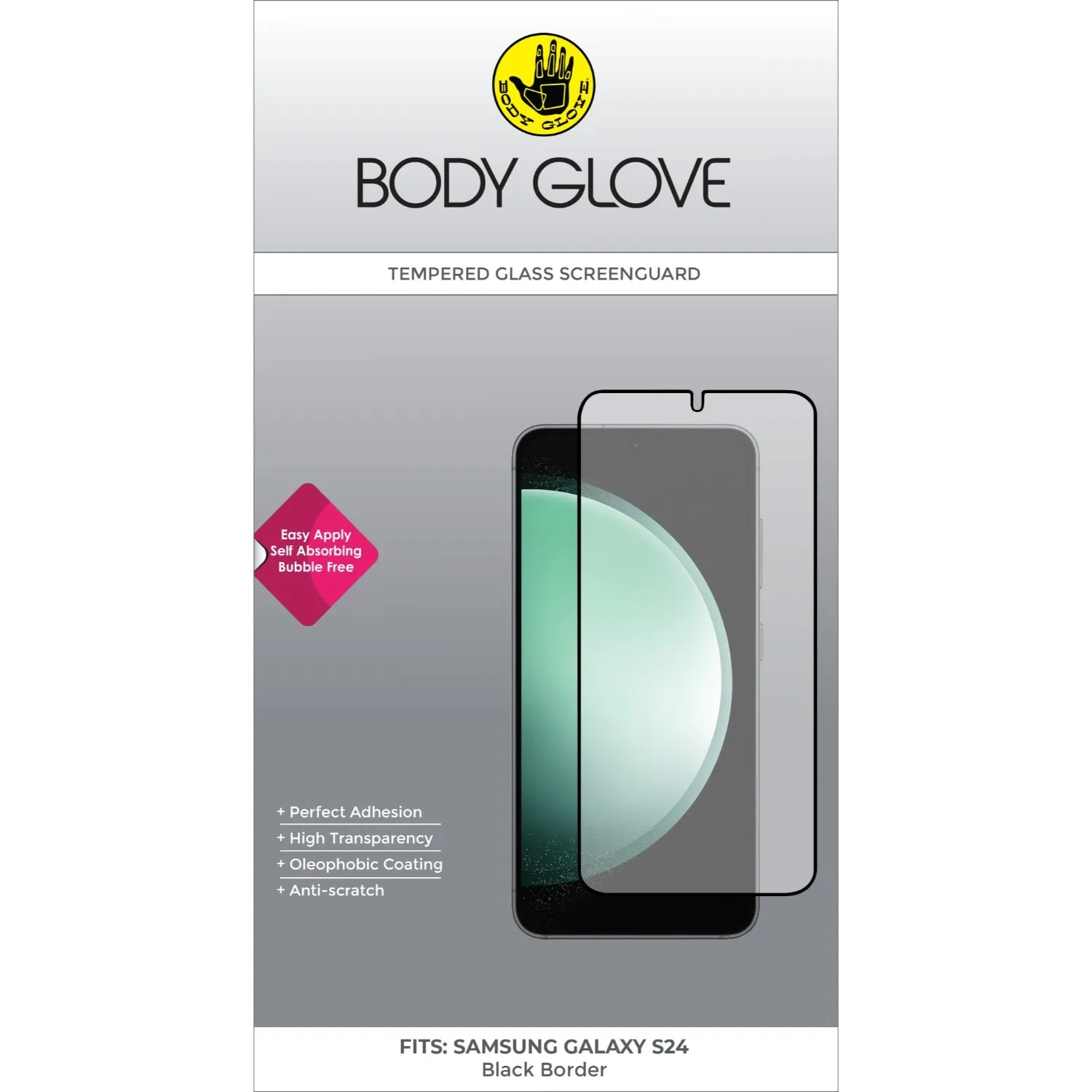 Body Glove Tempered Glass Screen Protector - Samsung Galaxy S24 - Black Border