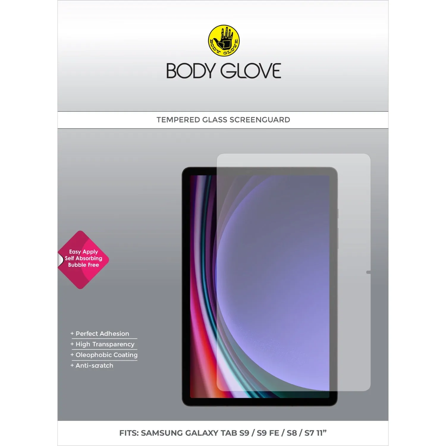 Body Glove Tempered Glass Screen Protector - Samsung Galaxy Tab S9 / Tab S9 FE / Tab S8 / Tab S7