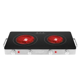 Brentwood Select TS-382 1800w Double Infrared Electric Countertop Burner with Timer, Stainless Steel