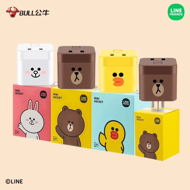 Bull X Line Friends Magic Cube Dual Sockets Dual USB Power Strip Mini Socket Travel Charger