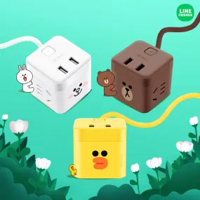 Bull X Line Friends Magic Cube Dual Sockets Dual USB Power Strip Mini Socket Travel Charger