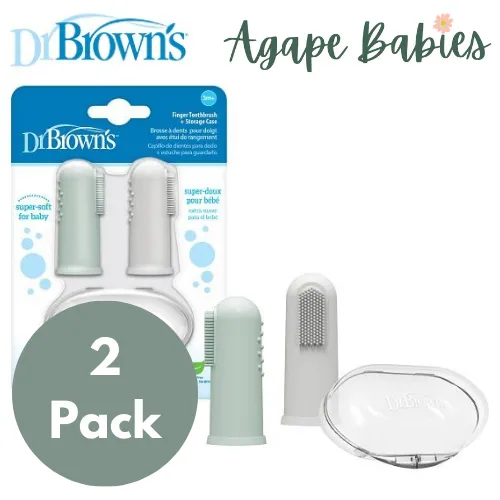 [Bundle of 2] Dr.Brown's Silicone Finger Toothbrush w/ Case 2-Pack