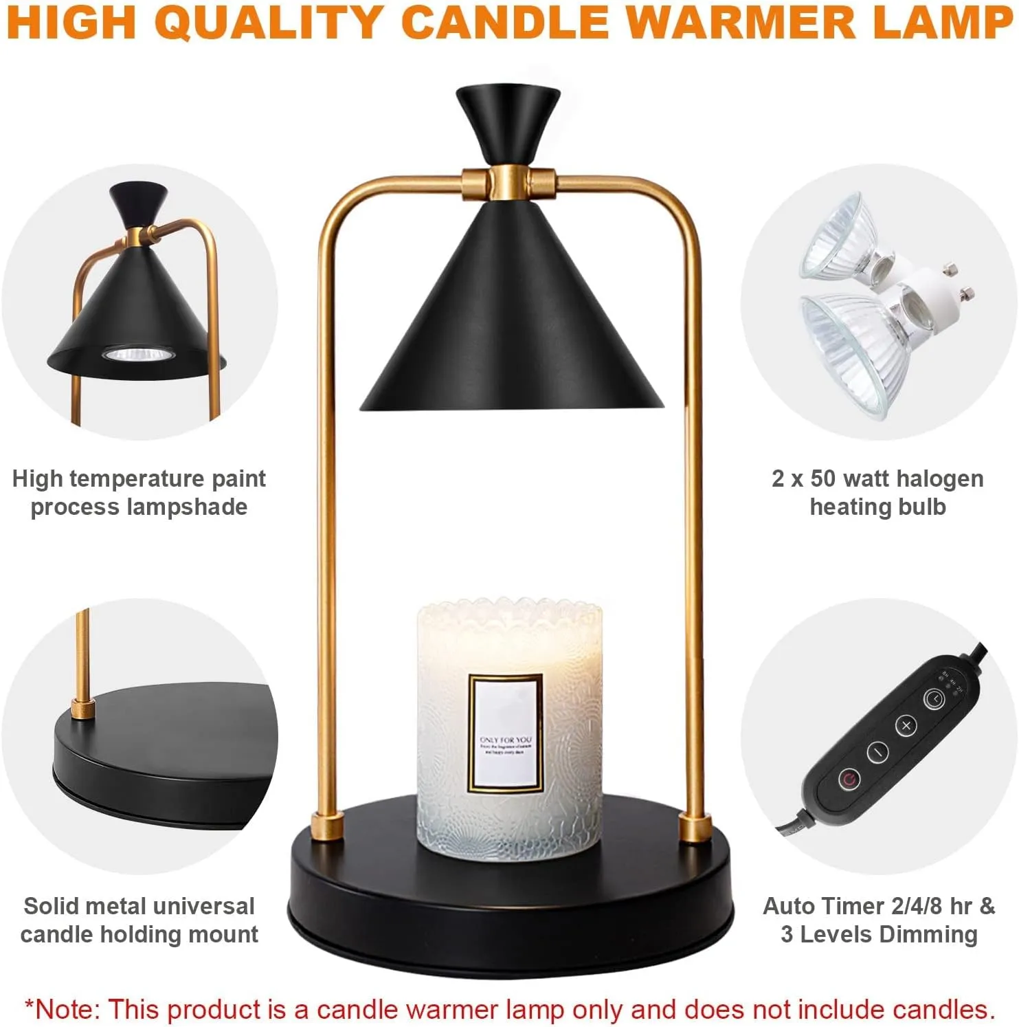 Candle Warmer Lamp with Timer, Dimmable Candle Light Electric Candle