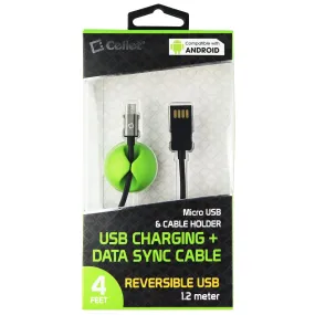 Cellet Micro USB & CABLE HOLDER USB Charging   Data Sync Cable (4FT) - Black