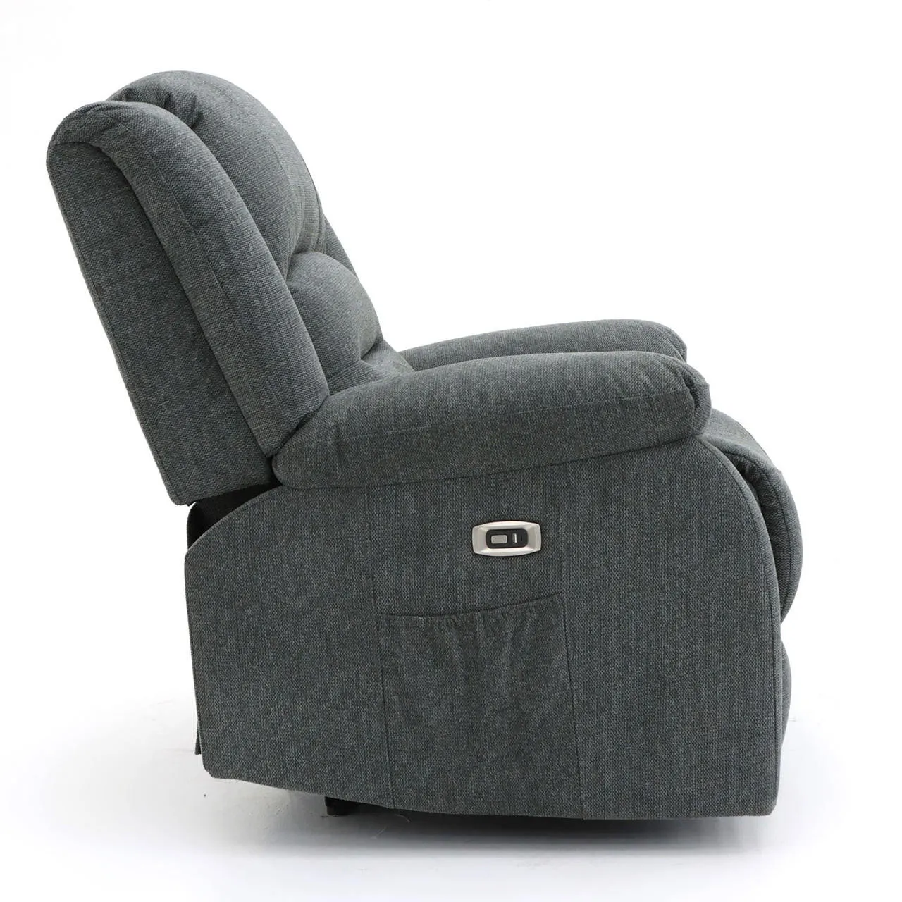 Chicago Electric Fabric Recliner Sofa - Graphite Armchair - 92 cm