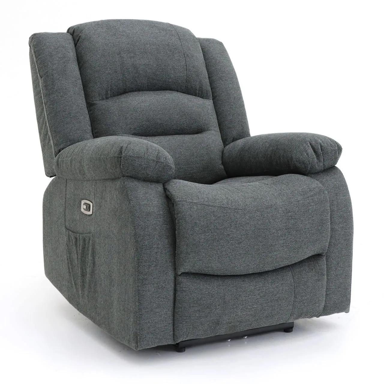 Chicago Electric Fabric Recliner Sofa - Graphite Armchair - 92 cm