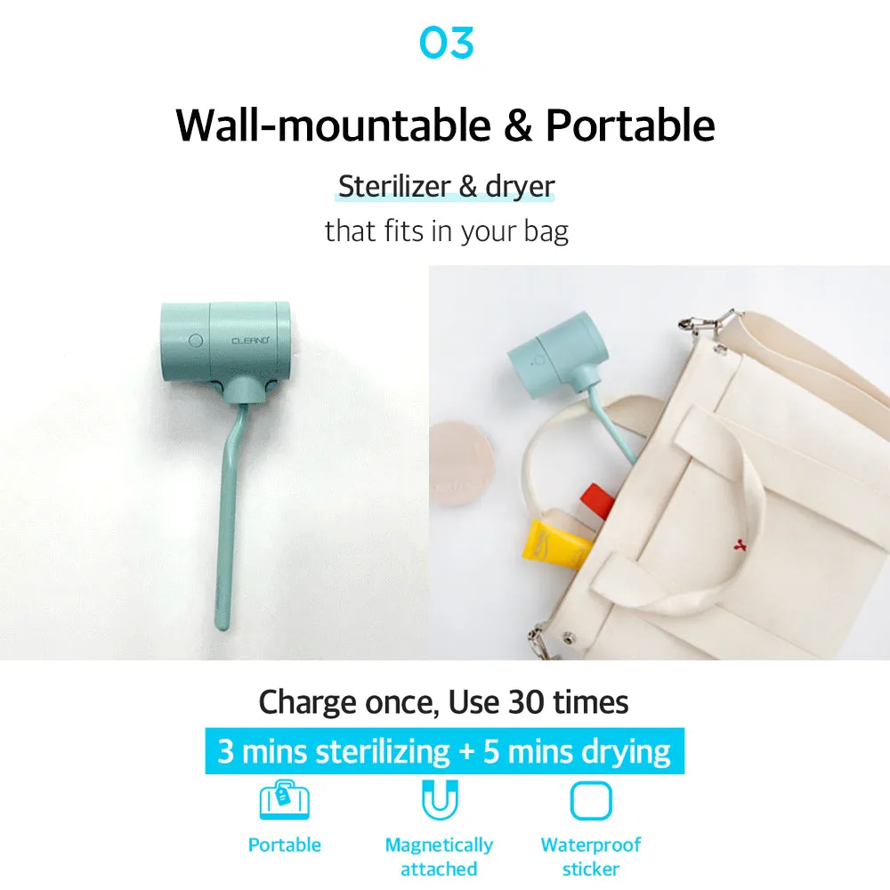 Clean'd T-Dryer Toothbrush Holder with toothbrush