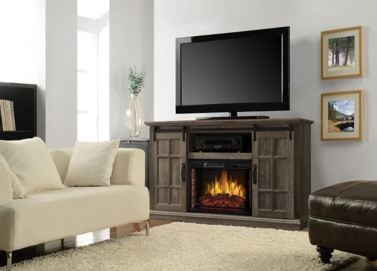 Colton 55" Infrared Media Electric Fireplace -Aged Oak Finish