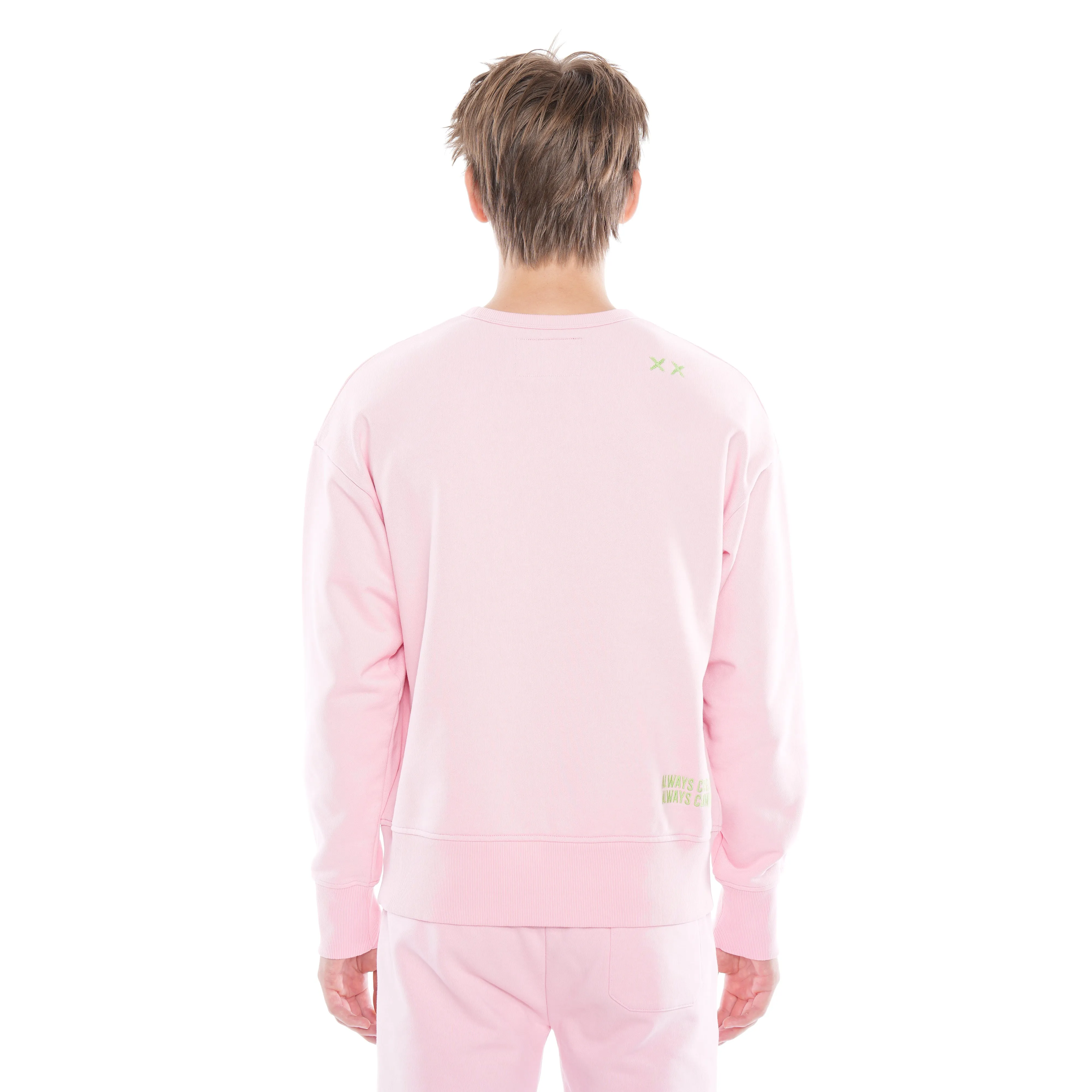 Crew Neck Fleece In Candy Pink