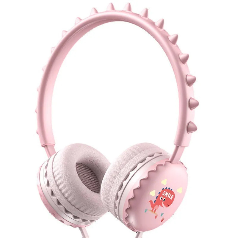 Cute Cartoon Dinosaur Wired Headphones with Microphone for Kids