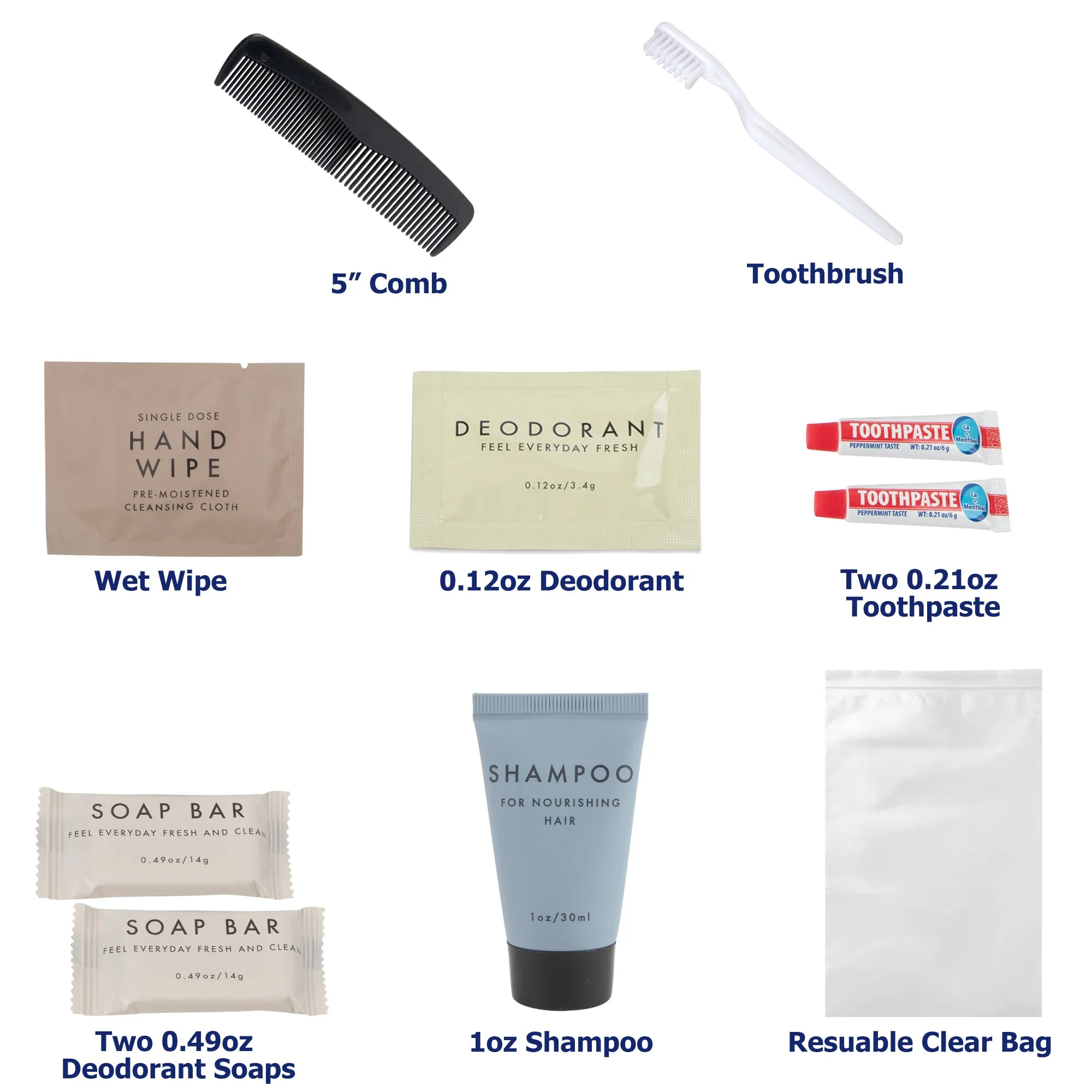 Deluxe Travel 10 Piece Travel Hygiene Kit