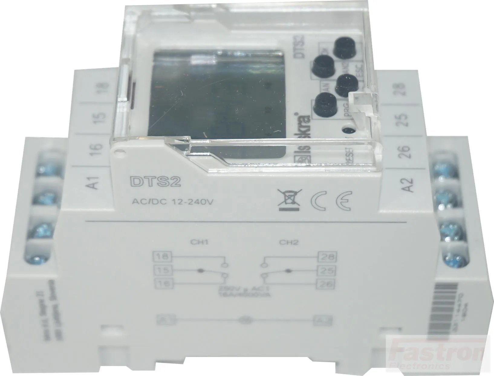 DTS 1 UNI V2, Dual Digital Time Switch with Daily Weekly, Monthly, and Yearly program, Universal 12-240VAC/DC Power Supply/Control, 1 x 16 Amp SPST CO Relay