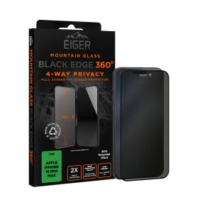 Eiger Mountain Black Privacy EDGE 360 Screen Protector for iPhone 16 Pro Max