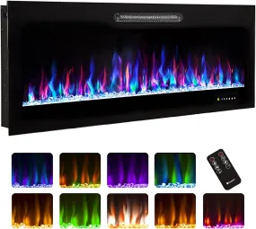 Electric Fireplace Logs Set Heater Realistic Ember Bed for Indoor Use 36Inch