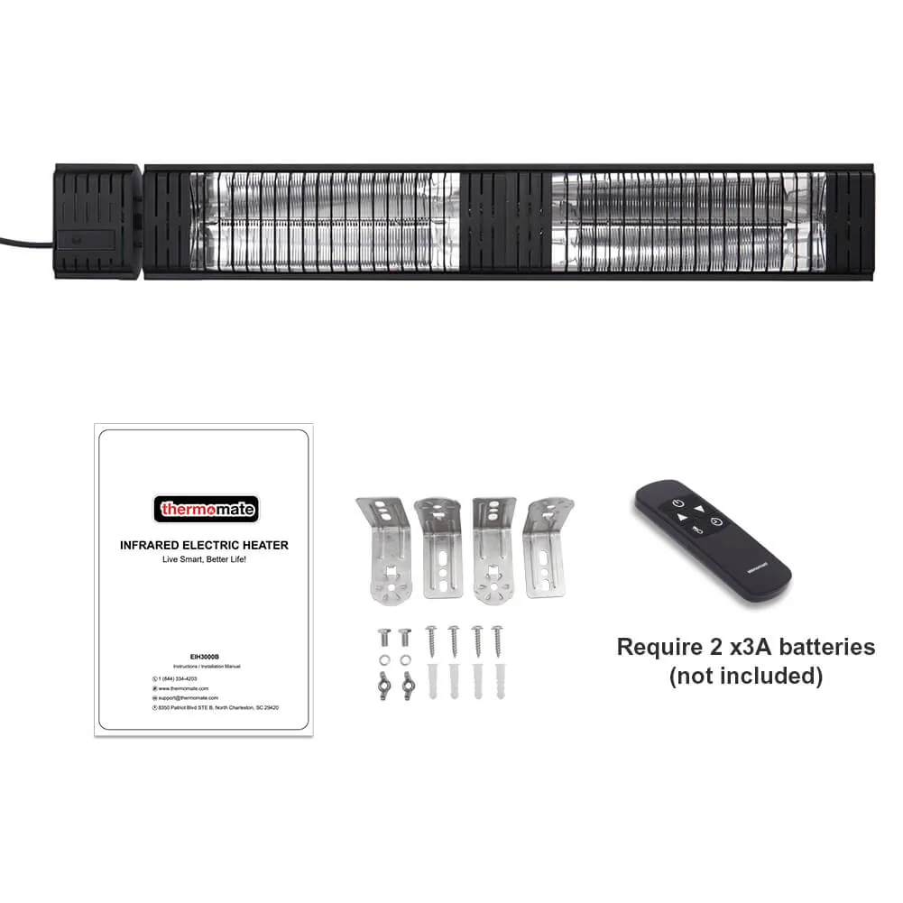 Electric Outdoor/Indoor Patio Heater - 3000W Wall Mounted & Timer