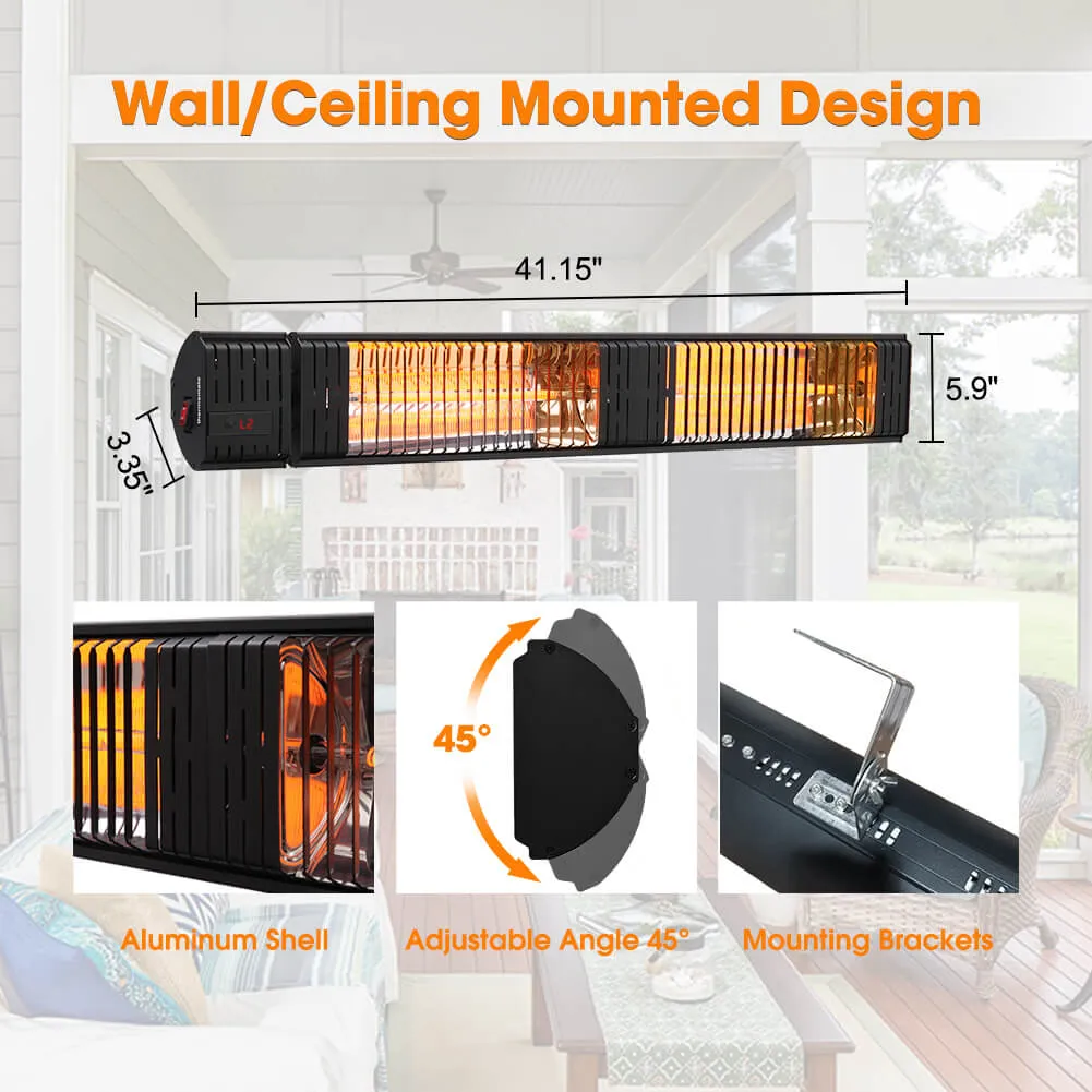 Electric Outdoor/Indoor Patio Heater - 3000W Wall Mounted & Timer