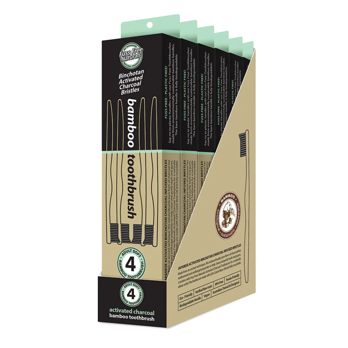 Essenzza Fuss Free Naturals Bamboo Activated Charcoal Soft Toothbrush 4